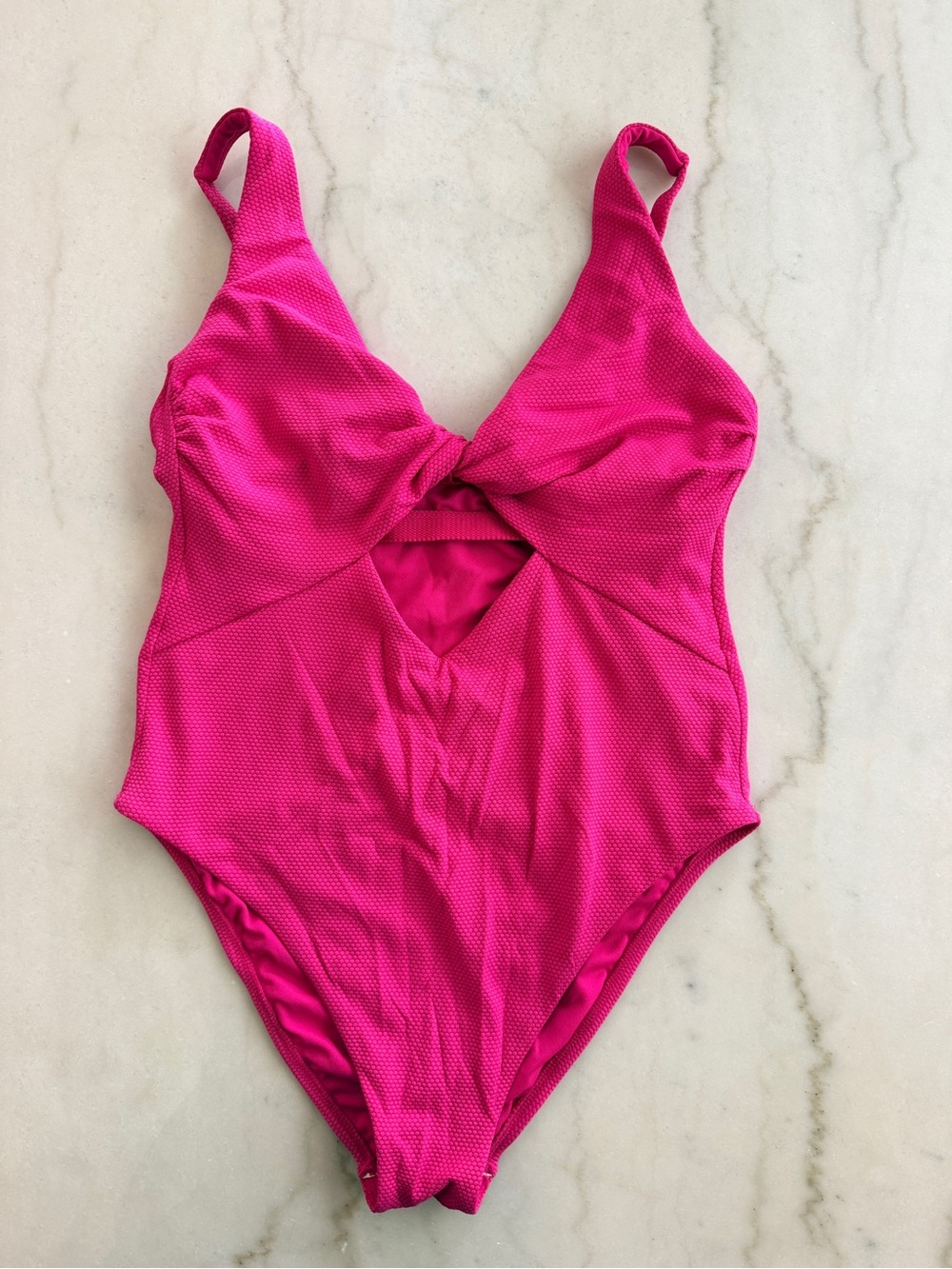 Shade & Shore Hot Pink Twist Front One-Piece Swimsuit